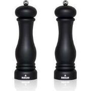 Buccan cooking  Klassieke Pepermolen  Mat zwart met zilver  Set van 2