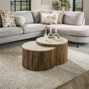 Hoyz Collection - Salontafel Set-2 Halfrond Nuovo Travertin - Massief ...