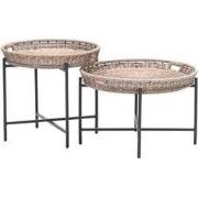 Set van 2 bijzettafels Benidorm - wicker & aluminium - binnen / buiten