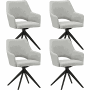 Set van 4 Draaibare Eetkamerstoelen Sid Lichtgrijs Stof - Met Armleuni...