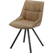 Eetkamerstoel Bruin - Pu-Leer - Metalen Onderstel - Set van 4