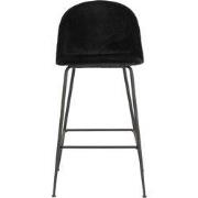 House Nordic Barstoel Lausanne Velvet Zwart - Set van 2