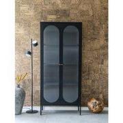 House Nordic Vitrinekast Adelaide 80x180cm Staal Zwart