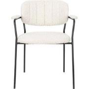 Eetkamerstoel Wit Bouclé - Metalen Onderstel - Stoel Jolien - Set van ...