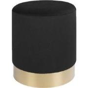 House Nordic Poef Gamby Velvet Zwart Ø34x43cm
