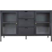 House Nordic Dressoir Dalby Zwart Staal met Glas