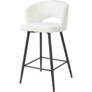Barstoel Bouclé Wit - Zithoogte 69cm - 51x50x94cm - Salon - Set van 2
