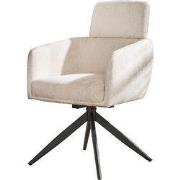 Eetkamerstoel Met Hoofdsteun - Stof/Textiel Wit - 58x66x92cm - Set van...