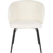 Eetkamerstoel Wit Stof - Zithoogte 49,5cm - 60x60x81cm - Joa - Set van...