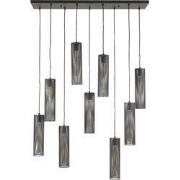 Hanglamp Zwart Metaal - 9-Lichts - 100x30x150cm - Tube Mesh