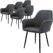 Eetkamerstoel set van 6 Gevoerde quilting met rugleuning en armleuning...