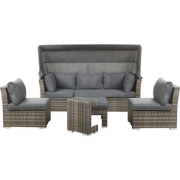 CORTE - Loungeset voor 6 - Donkerbruin - PE rotan