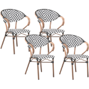 CASPRI  - Tuinstoel set van 4 - Zwart/Wit - PE rotan