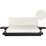 ZEN - Tweepersoonsbed - Donkerhout - 180 x 200 cm - Bouclé