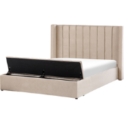 NOYERS - Bed met opbergruimte - Beige - 160 x 200 cm - Fluweel