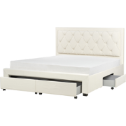 LIEVIN - Bed met opbergruimte - Lichtbeige - 180 x 200 cm - Fluweel