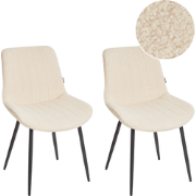 DUBROVNIK - Eetkamerstoel set van 2 - Lichtbeige - Bouclé