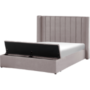 NOYERS  - Tweepersoonsbed - Grijs - 160 x 200 cm - Fluweel