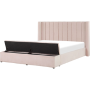 NOYERS  - Waterbed opbergruimte - Pastelroze - 160 x 200 cm - Fluweel