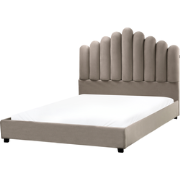 VINCENNES - Bed - Taupe - 140 x 200 cm - Fluweel