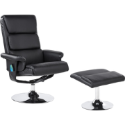 LEGEND - Relaxfauteuil met voetenbank - Zwart - Kunstleer