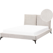 MELLE  - Tweepersoonsbed - Lichtbeige - 140 x 200 cm - Corduroy