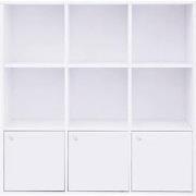 Witte Opbergkast met 9 Vakken en 3 Deuren - L97,5 cm