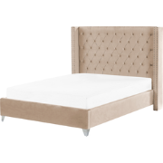 LUBBON  - Tweepersoonsbed - Beige - 160 x 200 cm - Fluweel