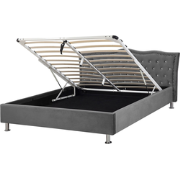 METZ  - Tweepersoonsbed - Donkergrijs - 140 x 200 cm - Fluweel