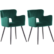 SANILAC - Eetkamerstoel set van 2 - Smaragdgroen - Fluweel