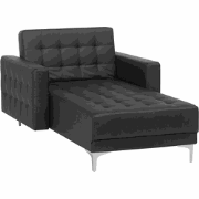 ABERDEEN - Chaise longue - Zwart - Symmetrisch - Kunstleer