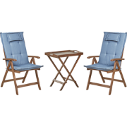 AMANTEA - Bistroset - Donkerhout/Blauw- Acaciahout