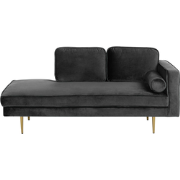 MIRAMAS - Chaise longue - Zwart - Rechterzijde - Fluweel