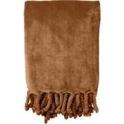 FLORIJN - Plaid 150x200 cm - grote fleece plaid met flosjes - Tobacco ...