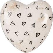 Clayre & Eef Decoratie Hart Beige Zwart Keramiek Hartjes