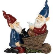 Clayre & Eef Decoratie Beeld Kabouter Blauw Rood Polyresin