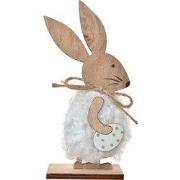 Clayre & Eef Decoratie Beeld Konijn Bruin Roze Hout