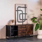 Dressoir Isa Bruin Visgraat Klein Mangohout - Giga Meubel