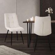 Eetkamerstoelen set van 2 beige keukenstoelen met polyester hoes en st...