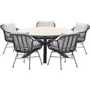 5-persoons ronde tuinset - Edison tafel - 5 Margriet stoelen