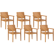 BARATTI - Tuinstoelen set van 6 - Lichtbruin - Acaciahout