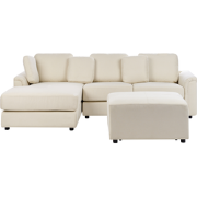KOHLO - Hoekbank met ottomaan - Lichtbeige - Rechtszijdig - Stof