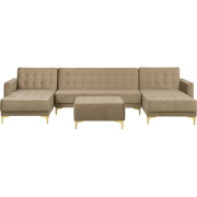 ABERDEEN - Bank U-vormig 5-zits - Zandbeige - Universeel - Fluweel