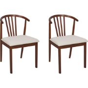 CRAIG - Eetkamerstoel set van 2 - Lichtbeige - Donker Hout