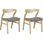 YUBA - Eetkamerstoel set van 2 - Donkerhout/Zwart/Wit - Bouclé