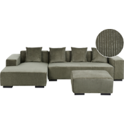 LUNGO - Hoekbank met ottomaan - Groen - Rechtszijdig - Corduroy
