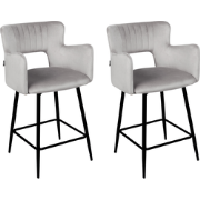 SANILAC - Barkruk set van 2 - Lichtgrijs - Fluweel