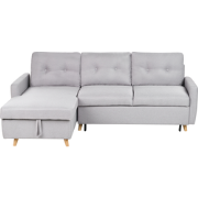 FLAKK - Hoekslaapbank - Lichtgrijs - Rechterzijde - 232 cm - Polyester