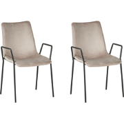 JEFFERSON - Eetkamerstoel set van 2 - Taupe - Fluweel