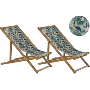ANZIO  - Strandstoel set van 2 - Lichthout/Pelikaan - Polyester